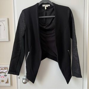 BCBGeneration Cropped Black Blazer Lurex Sleeves Hi-low Zipper detail Size XS
